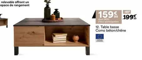 Table Basse Como Béton/chêne offre à 159,99€ sur BUT