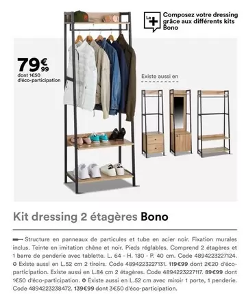 Chêne - Kit Dressing 2 Étagères Bono offre à 79,99€ sur BUT