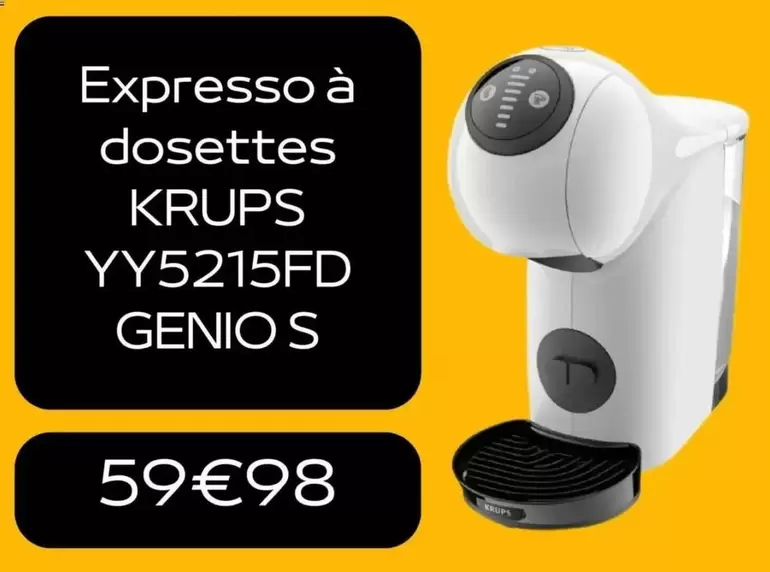 Krups - Expresso À Dosettes YY5215FD GENIO S offre à 59,98€ sur Electro Dépôt