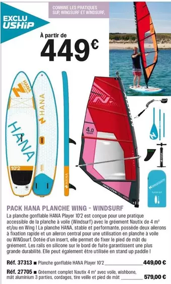 Hana - Pack Planche Wing-Windsurf offre à 449€ sur Uship