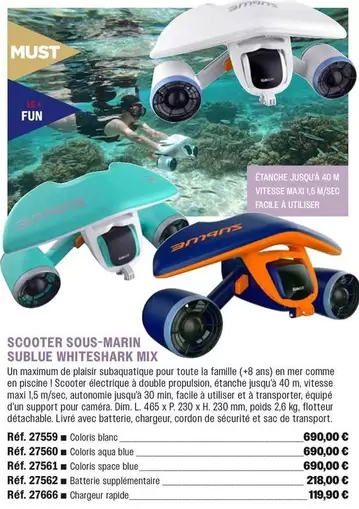 Scooter Sous-Marin Sublue Whiteshark Mix offre à 119,9€ sur Uship