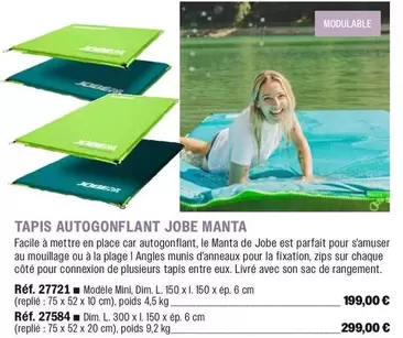 Jobe Water Sports - Tapis Autogonflant Manta offre à 199€ sur Uship