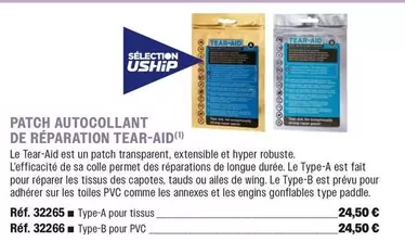 Patch Autocollant De Réparation Tear-Aid offre à 24,5€ sur Uship