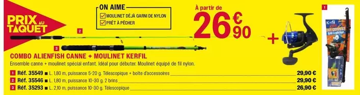 Combo Alienfish Canne + Moulinet Kerfil offre à 26,9€ sur Uship