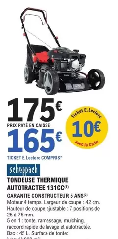 Scheppach - Tondeuse Thermique Autotractee 131 Cc offre à 175€ sur E.Leclerc Brico