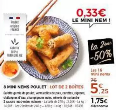 8 Mini Nems Poulet offre à 5,25€ sur Maison Thiriet