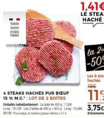 4 Steaks Hachés Pur Boeuf offre à 11,2€ sur Maison Thiriet