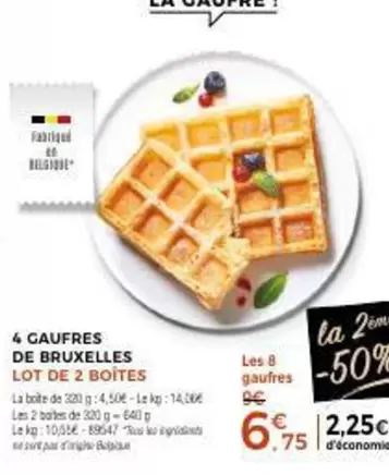 4 Gaufres De Bruxelles offre à 6,75€ sur Maison Thiriet