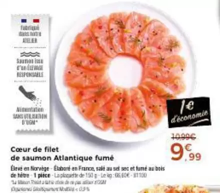 Cœur De Filet De Saumon Atlantique Fumé offre à 9,99€ sur Maison Thiriet