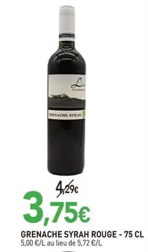 Grenache Syrah Rouge offre à 3,75€ sur NaturéO