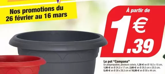 Le Pot "Campana" offre à 1,39€ sur Bazarland