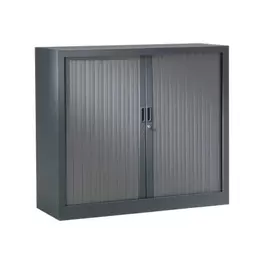 Armoire basse monobloc à rideaux GENERIC - 100 x 120 x 43 cm - anthracite/anthracite offre sur Bureau Vallée