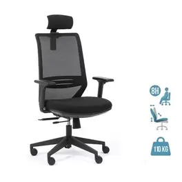 Fauteuil de bureau TECSY - accoudoirs réglables - Appui-tête réglable - noir offre sur Bureau Vallée