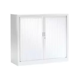 Armoire basse monobloc à rideaux GENERIC - 100 x 120 x 43 cm - blanc offre sur Bureau Vallée