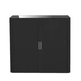 Armoire basse à rideaux EASY OFFICE - 110 x 104 x 41,5 cm - Corps et rideaux noir - Poignée anthracite offre sur Bureau Vallée