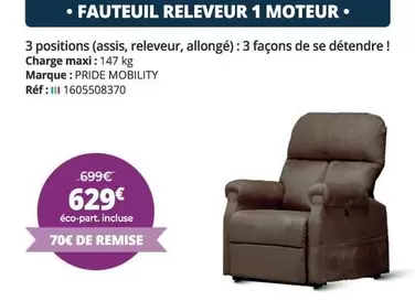 Fauteuil Releveur 1 Moteur offre à 629€ sur Distri Club Médical