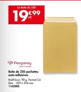 Pergamy - Boîte De 250 Pochettes Auto-Adhésives offre à 19,99€ sur Plein ciel