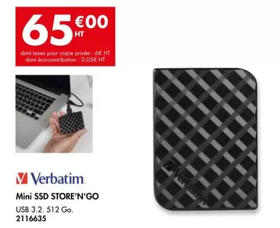 Verbatim - Mini SSD Store'N'Go offre à 65€ sur Plein ciel