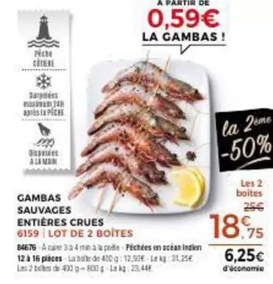 Gambas Sauvages Entieres Crues offre à 18,75€ sur Maison Thiriet