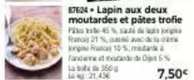 Lapin Aux Deux Moutardes Et Pâtes Trofie offre à 7,5€ sur Maison Thiriet