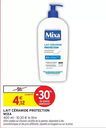 Mixa - Lait Céramide Protection offre à 4,12€ sur Intermarché Express