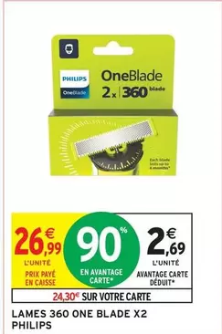 Philips - Lames 360 One Blade X2 offre à 26,99€ sur Intermarché Express