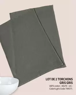 Lot De 2 Torchons Gris Gris
