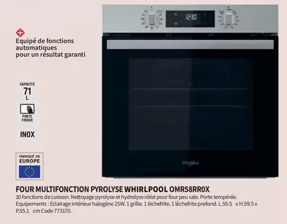 Whirlpool - Four Multifonction Pvrolyse Omr58rrox