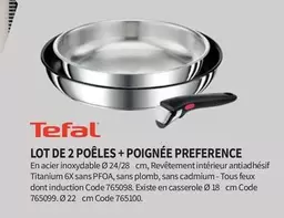 Tefal - Lot De 2 Poêles + Poignée Preference