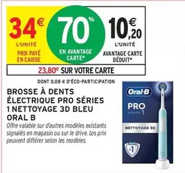 Oral-B - Brosse À Dents Électrique Pro Séries 1 Nettoyage 3d Bleu offre à 10,2€ sur Intermarché