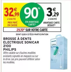 Philips - Brosse À Dents Electrique Sonicar 2100 offre à 3,29€ sur Intermarché