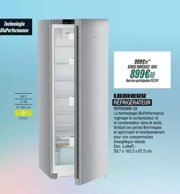 Liebherr - Réfrigérateur RSFD5000-22 offre à 899,9€ sur Blanc Brun