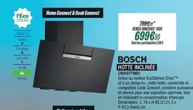 Bosch - Hotte Inclinée DWK87FN60  offre à 699,9€ sur Blanc Brun