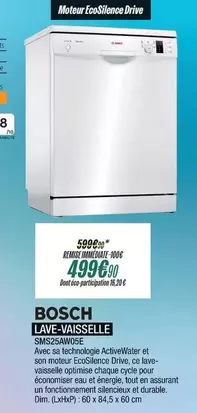 Bosch - Lave-Vaisselle SMS25AW05E  offre à 499,9€ sur Blanc Brun