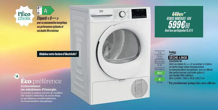 Beko - Aspirateur Sans Filaire offre à 599,9€ sur Blanc Brun