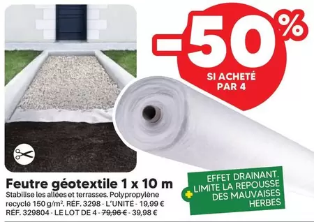 Feutre Géotextile 1 X 10 M Stabilise Les Allées Et Terrasses offre à 19,99€ sur Shopix