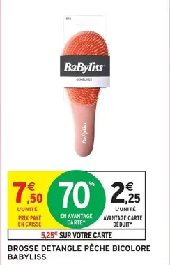 Babyliss - Brosse Detangle Pêche Bicolore offre à 7,5€ sur Intermarché Hyper