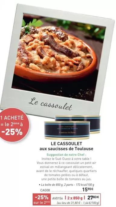 Comtesse Du Barry - Le Cassoulet Aux Saucisses De Toulouse offre à 15,9€ sur Comtesse du Barry