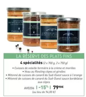 Canard - La Peserve Des Plats Fins 4 Spécialités offre à 79,9€ sur Comtesse du Barry