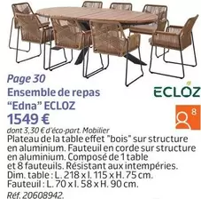 Ecloz - Ensemble De Repas "Edna" offre à 1549€ sur Jardiland