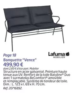 Lafuma - Banquette "Vence" offre à 499,9€ sur Jardiland