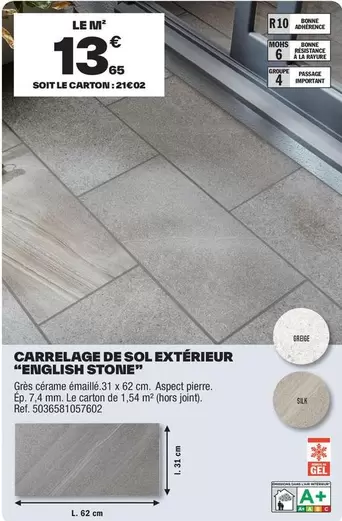 Carrelage De Sol Extérieur "English Stone" offre à 13,65€ sur Brico Dépôt