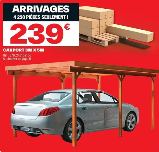 Carport 3x5m offre à 239€ sur Brico Dépôt