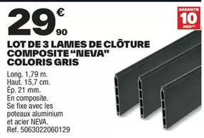 Lot De 3 Lames De Clôture Composite "Nieva" Coloris Gris offre à 29,9€ sur Brico Dépôt