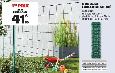 Grillage Soude 1,2x20m Vert offre à 41,5€ sur Brico Dépôt