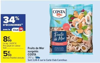 Costa - Fruits De Mer Surgelés offre à 5,93€ sur Carrefour Contact