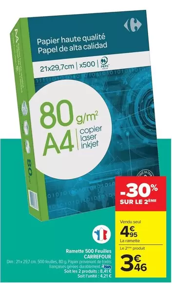 Carrefour - Ramette 500 Feuilles offre à 4,95€ sur Carrefour Contact