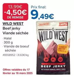 Wild West - Beef Jerky Viande Séchée Halal offre à 9,49€ sur Costco