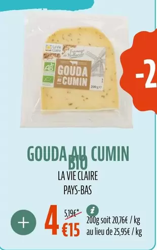 La Vie Claire - Gouda Au Cumin Bio offre à 4,15€ sur La Vie Claire