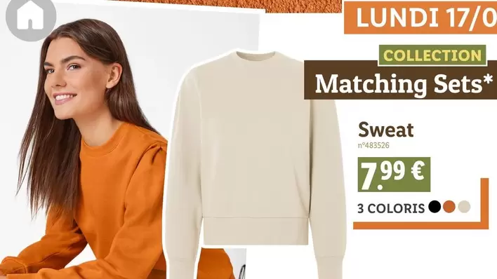 Sweat offre à 7,99€ sur Lidl